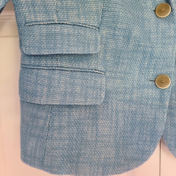 🔥Talbots Blazer Blue Tweed Jacket Women Size 10 NWT linen cotton blend - Picture 5 of 17